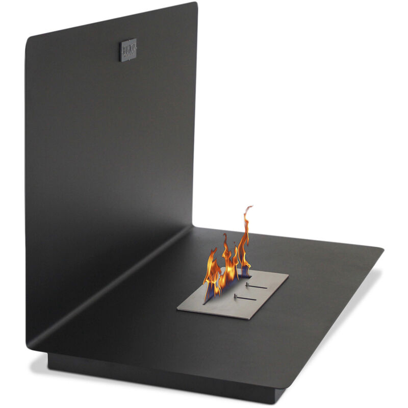 

Privatefloor - Chimenea Contemporánea de Etanol de Pared Negro brillante Acero