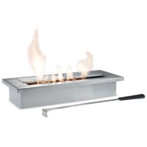 IPERBRIKO Chimenea de Bioetanol de Mesa, Diseño Cromado Gris, 40x15x8 cm