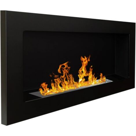 Chimenea de bioetanol de pared o empotrada Lucca Black L 90 x P 12 x H 40