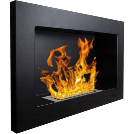 Chimenea de bioetanol de pared o empotrada Pisa Nero L 65 x P 12 x H 40