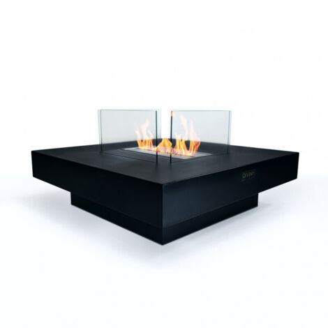 Chimenea de bioetanol jardín interior exterior cuadrada 70 x 70 cm Panarea - Negro