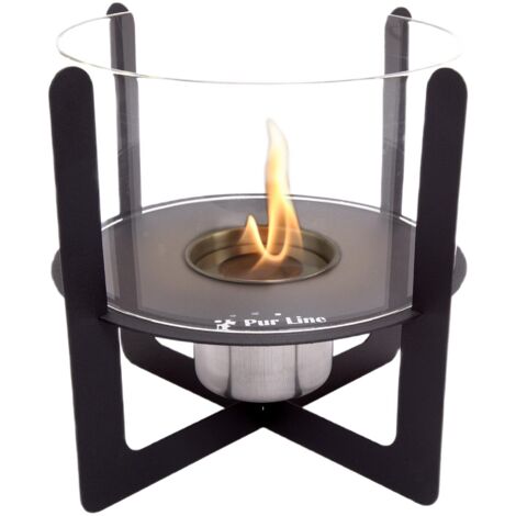 Chimenea de etanol de sobremesa con cristal cilíndrico