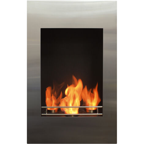 Chimenea de etanol de suelo diseño alargado en acero - Gris