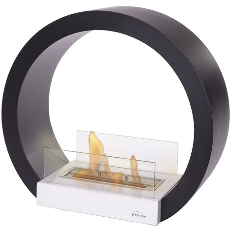 Chimenea de etanol de suelo en acero con cristal templado - Blanco
