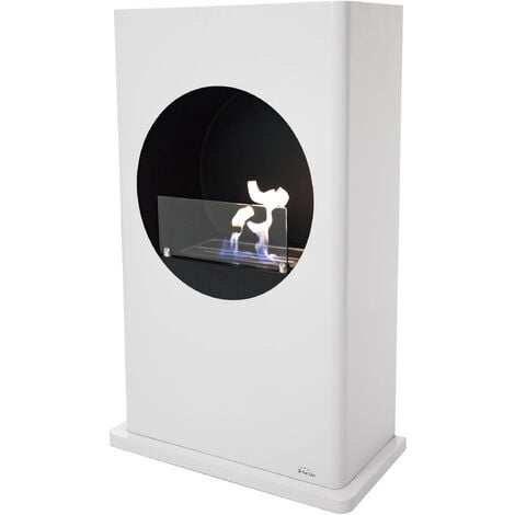 Chimenea de etanol de suelo en acero lacado blanco