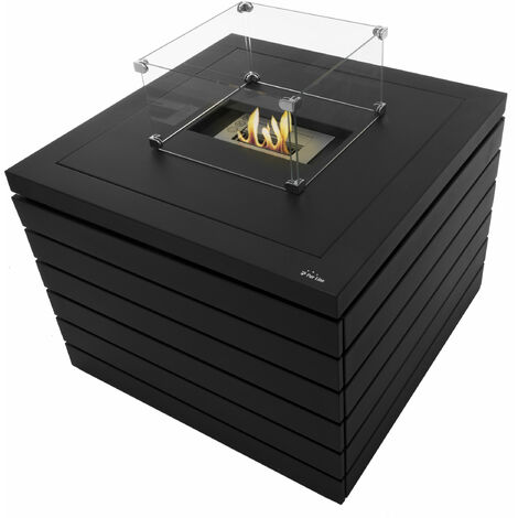 Chimenea de etanol diseño de mesa cuadrada en negro y quemador central - Negro