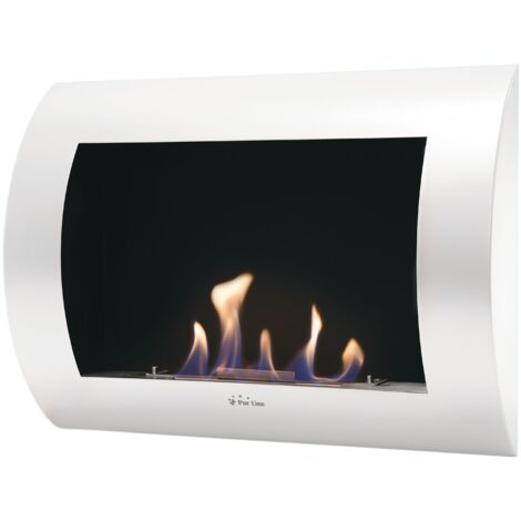 Chimenea de Etanol mural con panel frontal curvado Blanco