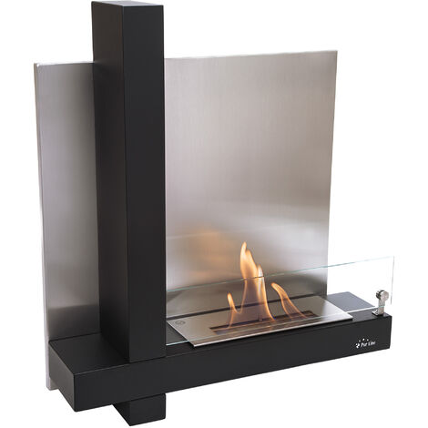 Chimenea de etanol mural en acero inoxidable negro - Negro