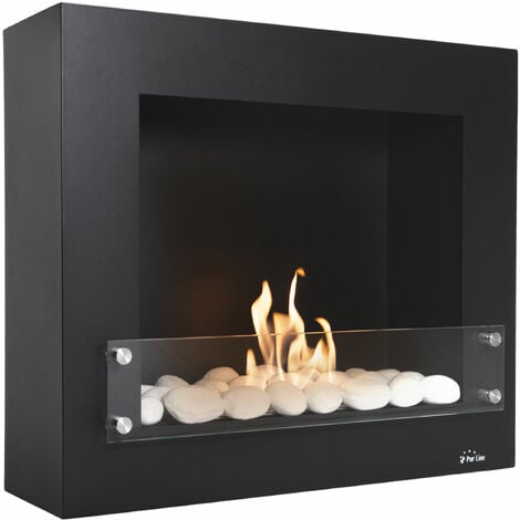 Chimenea de etanol mural en acero lacado - Negro