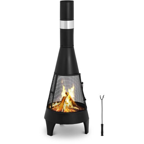 Chimenea De Jardín Estufa Para Exteriores Fabricada En Acero 120 cm Abierta 360° - Marrón