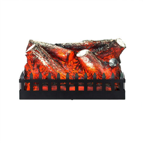 Chimenea Decorativa Uso Interior con Efecto Fuego de Leña Portátil Kekai Utah 47.5x22x27.64 cm Llamas LED en Acero y Resina