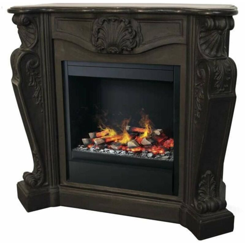 

Chimenea eléctrica con marco de piedra cm 121x51x112,3 Xaralyn LOUIS-ALBANY-NERO