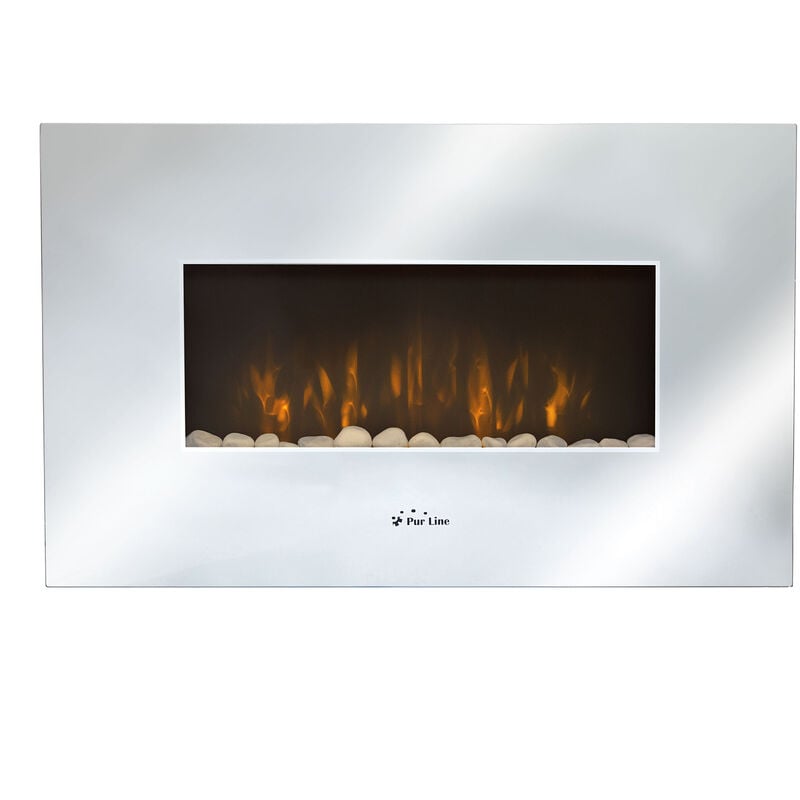 

Chimenea Eléctrica mural, 2000W, diseño encastrable en cristal templado con efecto espejo, incluye mando a distancia