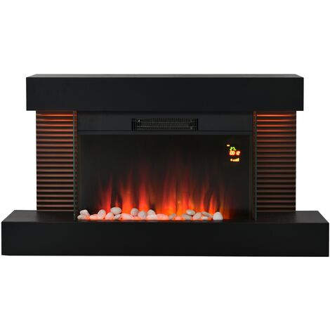 Chimenea eléctrica con Función de Calefacción 1000/2000W y Mando a Distancia con Efectos de Llama 3D Negro