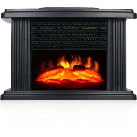 KZQ Chimenea eléctrica de 1500 W con calefactor, efecto llama, control remoto, iluminación LED, color negro.