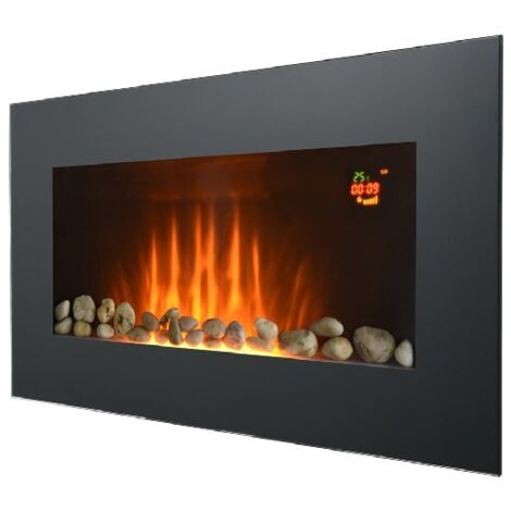 Chimenea eléctrica de pared con mando a distancia