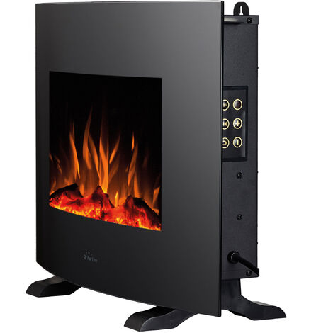 PURLINE Chimenea Eléctrica de suelo 2000W cristal templado negro y patas