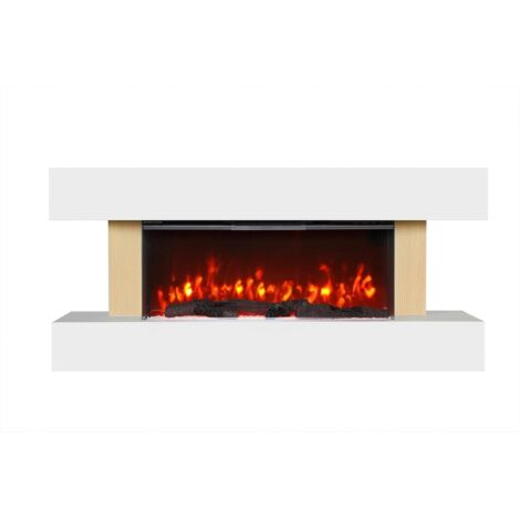 Chimenea Eléctrica Nero Pro SENZIA  Blanco/Haya  134x58x21cm
