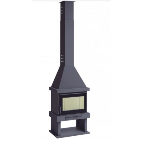 Chimenea Leña con Turbina Cristal Serigrafiado FM Modelo C-300 TK con Turbina Tangencial Interior Vermiculita Cristal Serigrafiado.