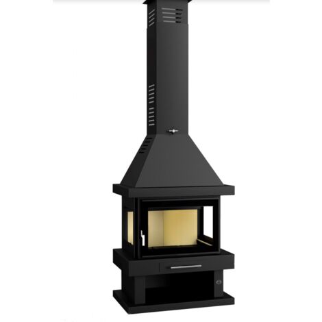 Chimenea Leña  FM Modelo C-203 K Interior Vermiculita y Cristal Serigrafiado en puerta.