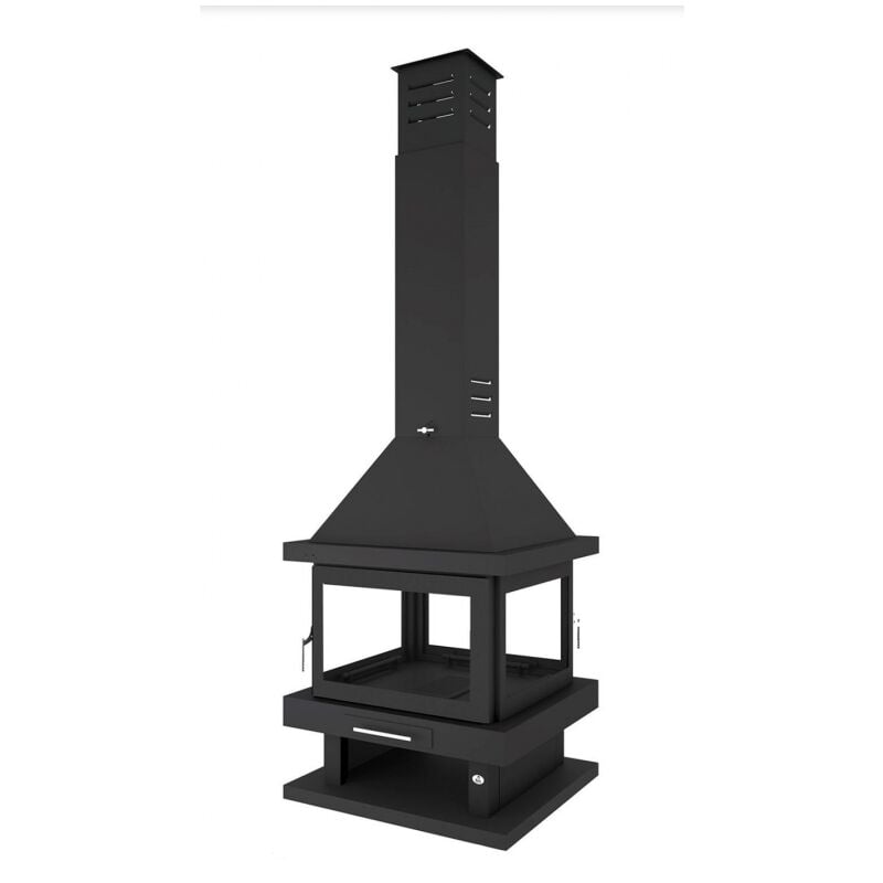 

Fm Biomasa - Chimenea Leña Central a 4 Caras y 2 Puertas FM Modelo C-204