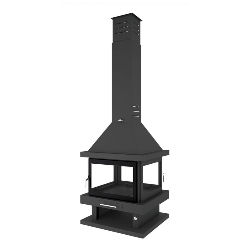 

Fm Biomasa - Chimenea Leña Central a 4 Caras y 2 Puertas FM Modelo C-204 Cristal Serigrafiado