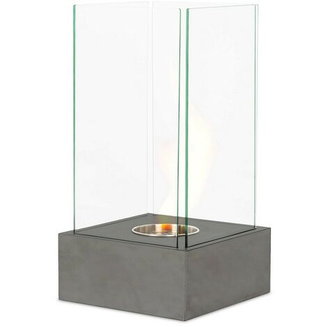 Chimeneas modernas de bioetanol gris gofrado 25 x 25 xh 65 cm