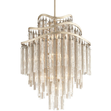 Chimera Lustre à 10 lumières feuille d'argent, verre