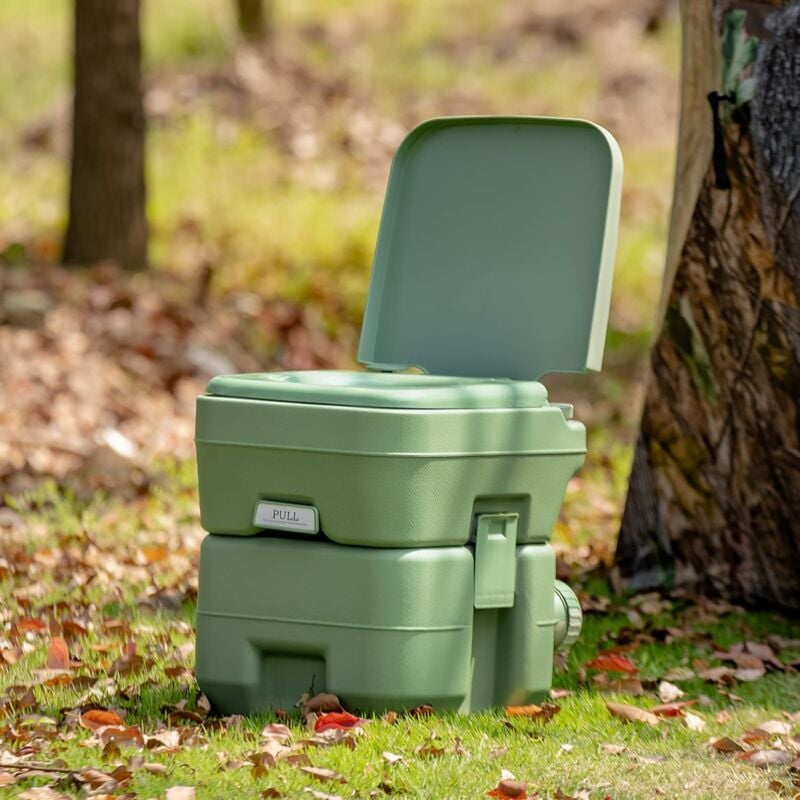 Costway - wc Chimique Portable Toilette Seche - 20L en hdpe Camping,Caravane et Hôpital Charge Max. : 200 kg Vert