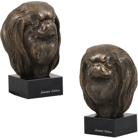 Chin japonés, Spaniel japonés - estatuilla de perro, busto sobre base de piedra, escultura, trofeo para una exposición canina de la marca Art-Dog