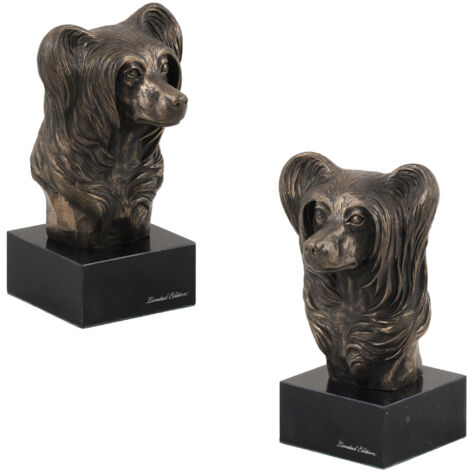 Chinese Crested - statuetta di cane, busto su base di pietra, scultura, trofeo per una mostra canina di Art-Dog
