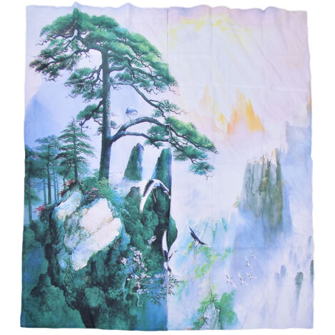 Chinesische 3D-bedruckte Vorhänge mit Kiefernlandschaft für Wohn- und Schlafzimmer, 150 x 166 cm