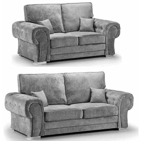 FANCY SOFA Chingford 3 & 2 Seater Fabric Sofa Set - Grey