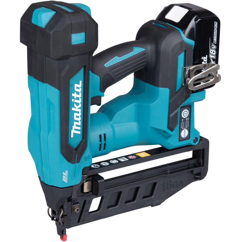 Chiodatrice verticale a batteria Makita DBN601RTJ, 64 mm 18V, 2x 5,0 Ah e caricabatterie in MAKPAC