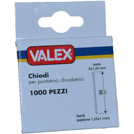 CHIODI CHIODATRICE PNEUMATICA 1000 PZ - H 30 mm - 1455615 VALEX