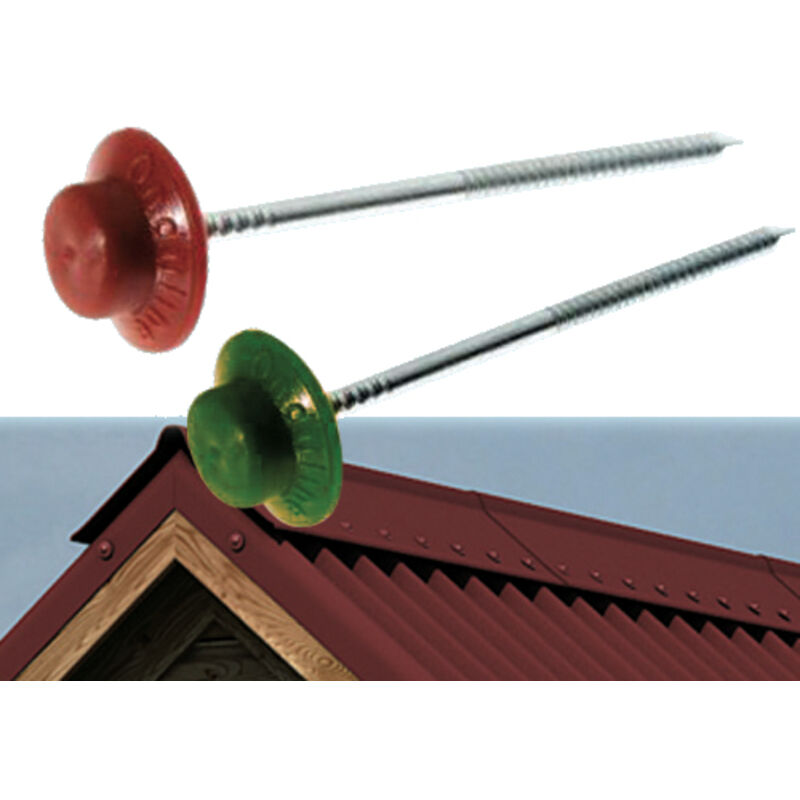 Generico Ferramenta - Chiodi filettati con rondella per fissaggio onduline lastre ondulate - red