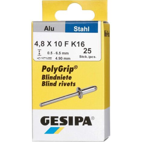 Chiodo a rivetto PolyGrip® lunghezza 4,8x10,0mm K16 Alluminio/Acciaio 25 pezzi