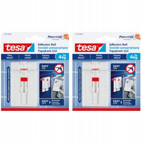Chiodo autoadesivo regolabile TESA 4 kg x 2 confezioni