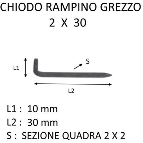 CHIODO RAMPINO GREZZO CON SEZIONE QUADRA 2 X 30