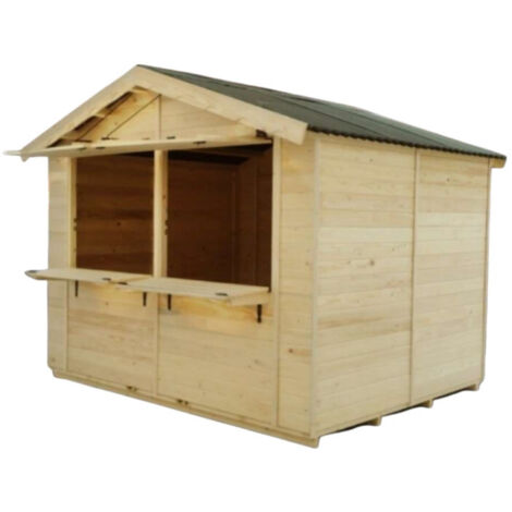 Chiosco casetta per mercatini in legno abete 240x240 cm – Spessore pareti 20 mm – Con bancone e copertura bituminosa – ST2424.01 Foresta