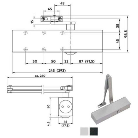 Chiudiporta Aerodinamico Argento Ts 83 Bca Dorma