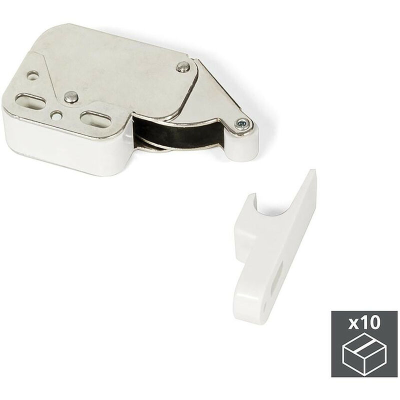 Image of Emuca - Lotto di 10 Chiusure a cricchetto Fast Latch, Acciaio e Tecnoplastica, Bianco