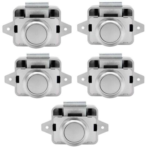 Chiusura a pulsante - Starlight Serratura per armadietto senza chiave Pomello per porta dell'armadio per camper RV Confezione da 5 argento