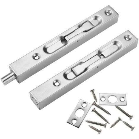 Chiusura a scomparsa per porta in 2 pezzi, chiusure per porte scorrevoli da 15 cm, acciaio inossidabile 304, serratura a mortaio per tutti i tipi di porte in legno