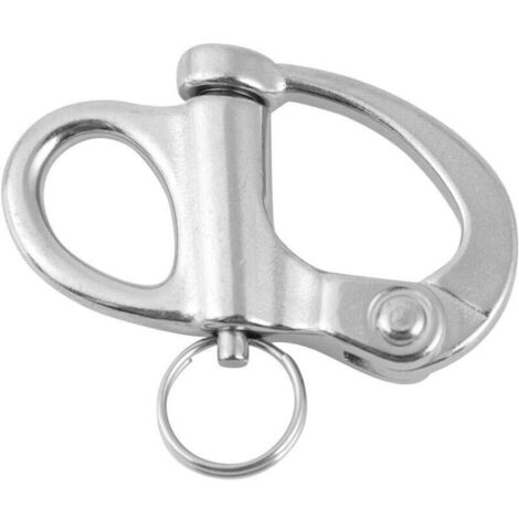Chiusura ad occhiello in acciaio inox a sgancio rapido, adatta per drizze di barche a vela e vele di yacht.