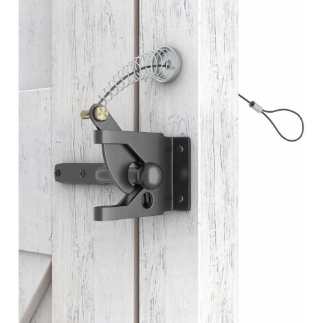 Chiusura automatica per cancello con cavo a molla, per recinzioni in legno, verande, acciaio al carbonio, nera