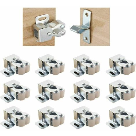 Chiusura per porta dell'armadio con viti, doppio fermo a doppio rullo, chiusura a scatto per armadio in acciaio inossidabile per armadio da cucina e cassetto (12 pezzi)