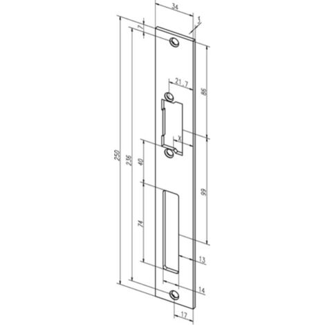 Chiusura piatta 94A VA con cerniera B.34xL.250mm DIN L/S