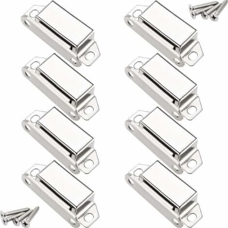 Chiusure magnetiche, chiusura magnetica per porta da 10 kg e 32 viti, acciaio inox 304, chiusure magnetiche per la chiusura di ante di mobili/armadi/guardaroba (confezione da 8),