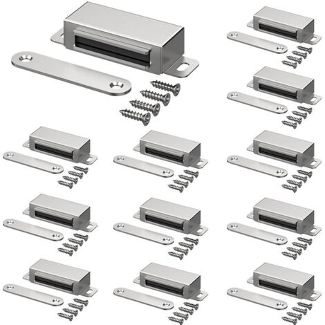 Chiusure magnetiche per mobili, chiavistelli per porte di cucina, bagno, spogliatoio, chiusure per armadi, chiavistelli per cassetti (argento, confezione da 10)